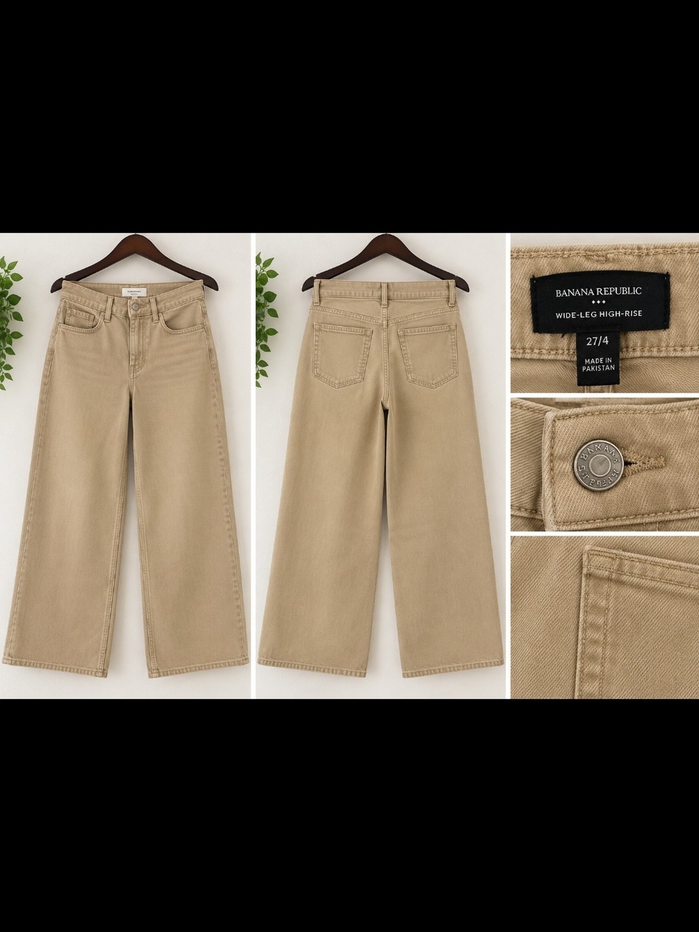 Banana Republic Wide-Leg High-Rise Jeans in Khaki